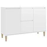 vidaXL Sideboard 2 Schubladen 2 Türen Kommode Anrichte Schrank Mehrzweckschrank Beistellschrank Standschrank Hochglanz-Weiß 103,5x35x70cm Holzwerkstoff