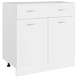 BULANED Schubunterschrank, Küchenunterschrank, Küchenschränke, Küchenmöbel, Unterschrank, Kitchen Furniture, Weiß 80x46x81,5 cm Spanplatte