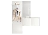 now! by hülsta 'Easy Garderobe bestehend aus Garderobenpanel, Spiegel und 2 Hängeelemente in Lack-reinweiß, 204,8cm H x 166,4cm B x 33cm T