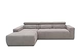 DOMO Collection Brandon Ecksofa, Sofa mit Rückenfunktion in L-Form, Polsterecke, Eckgarnitur, grau, 285 x 175 cm