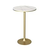 Runder Cocktail-Bartisch mit Metallbeinen und Sockel, Goldener moderner Marmor-Hochtisch, geeignet für Wohnzimmer, Kantine, Café, Höhe 75 cm, 95 cm, 105 cm