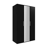 BETTSO -Drehtürenschrank Kleiderschrank mit Spiegel Mehrzweckschrank, Garderobenschrank mit Kippschutz, Schlafzimmerschrank mit Kleiderstange (Breite:120 cm Höhe:185 cm Tiefe:55 cm)-CLAID (Schwarz)