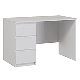 VMG Schreibtisch weiß mit Schubladen 3, Computertisch, Bürotisch, Home Office Tisch, Laptoptisch, PC-Tisch, Arbeitstisch, Kleiner Tisch für Schlafzimmer, Wohnzimmer, Studio 116x65 Weiss