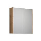 trendteam smart living Spiegelschrank, Weiß matt Lack mit Artisan Eiche, 69 x 70 x 15 cm