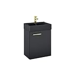 VBChome Badmöbel Set 45 cm Schwarz Matt Waschbecken mit Hängeschrank Badezimmerschrank mit Waschbecken Unterschrank Waschtisch 1-Türen Soft-Close Modern Elegant