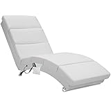 Casaria Relaxliege XXL Massage Heizfunktion 186x89x55cm Ergonomisch Kunstleder Gepolstert 180kg Belastbarkeit Wohnzimmer Chaiselongue Relaxsessel Weiß