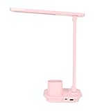 Shanrya LED-Schreibtischlampe, LED-Tischlampe Augenschutz Winkelverstellbare Touch-Steuerung Sanfte Beleuchtung 5 W Zum Lernen (Rosa)