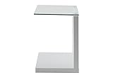 AC Design Furniture Michel Ecktisch, B: 40 x T: 35 x H: 50 cm, Weiß/Klar, Holz/Glas, 1 Stk