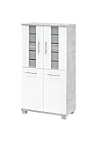 Schildmeyer Nitro Highboard 136984, Holzwerkstoff, steingrau/weiß matt, 60x32,6x117 cm