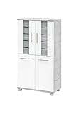 Schildmeyer Nitro Highboard 136984, Holzwerkstoff, steingrau/weiß matt, 60x32,6x117 cm