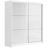 MKS MEBLE Kleiderschrank 200 cm - Schwebetürenschrank Flurschrank Wardrobe - Schlafzimmerschrank Sammlung Valencia - Weiß-Weiß - Modern Design