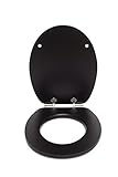 SINOBATH WC Sitz Mit Absenkautomatik,Hochwertige Und Stabile Antibakterieller Toiletten, MDF Holzkern,Stabile QualitäT,Einfache Montage Wc Deckel Klobrille (black)