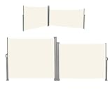 vanvilla Doppel Seitenmarkise Doppelmarkise Sichtschutz Sonnenschutz Grau/Beige 140/180x600 cm unterschiedliche Höhe