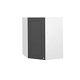 Vicco Küchenschrank Küchenmöbel Fame-Line Landhaus Küche Einbauküche Küchenzeile Blende Unterschrank Hochschrank Hängeschrank (Weiß-Anthrazit-Gold, Eckhängeschrank 57 cm)