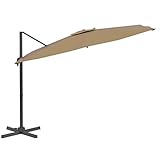 Yolola Ampelschirmständer Ampelschirm LED Solar 400x300 cm Marktschirmständer Kurbelschirmständer Sonnenschirmständer Balkonschirm Schirm Kurbelschirm Taupe
