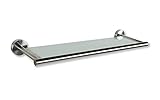 SOSmart24 JUST Silver Badablage ohne Bohren mit satinierter Glasplatte und Edelstahl Rahmen - Silber matt gebürstet - inklusive Klebeset - Badregal Glasregal Glasablage Wandboard Bad Badezimmer