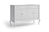 Rom Design Kommode Camelia 100x150x45cm aus Holz - aus Massivholz - Zwei Schubladen – Zwei Schränke - Sideboard Wohnzimmer - Kommode Schlafzimmer - Weiß