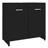 vidaXL Badezimmerschrank Waschbeckenunterschrank Badschrank Kommode Badmöbel Waschtischunterschrank Schrank Schwarz 60x33x61cm Holzwerkstoff