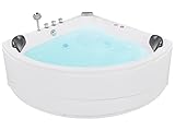 Beliani Eckbadewanne Whirlpool LED mit 7 Farben Sanitäracryl weiß 140 x 140 cm Baracoa