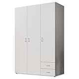 Stella Trading BASE Zeitloser Kleiderschrank in drei verschiedenen Größen - Vielseitiger Drehtürenschrank in Weiß - 120 x 177 x 52 cm (B/H/T)