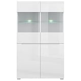 ok-living OKL Breiter Standschrank York Glasvitrine Schrank für Esszimmer Vitrine für Wohnzimmer Möbel für Esszimmer Wohnzimmermöbel Schrank 90 x 148 x 42 cm - weiß