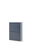 Alveon Schuhschrank Schmal Schuhregal Metall Schuhkipper mit Magnet Klappen Schuhablage Montiert und Wandmontage (Anthrazit, 2 Klappen)