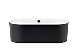 Kaldewei Classic Duo Oval, freistehende Badewanne, 180x80x42 cm, mit Schürze Außenfarbe schwarz, 111-7; Farbe: weiss matt