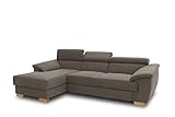 DOMO Collection David Sofa, Ecksofa mit Rückenfunktion, Eckcouch mit Schlaffunktion und Bettkasten (Staufach), 272 x 166 cm Funtkionssofa mit Federkern in braun