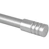 Gardinenstange Modern ausziehbar 115 bis 200 cm, Durchmesser 16mm/19mm - Edelstahl - Stil-Garnitur, 1-Lauf Metall Stange