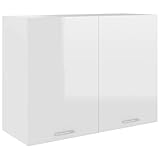 BULANED Hängeschrank, Küchenhängeschränke, Küchenschrank Hängend, Wall Cabinet, Oberschrank, Wandschrank Küche, Hochglanz-Weiß 80x31x60 cm Spanplatte