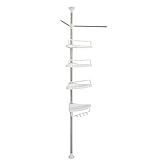 KIKAPA 4-StöCkiger Dusch-Organizer, Eckregal, Badezimmer-Organizer, Dusch-EckstäNder, Vom Boden Zur Decke, Spannstange, Dusche