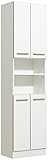 Pelipal Quickset 953 Hochschrank, Holzwerkstoff, Weiß Glanz/Betonkante, 195,5 cm x 50 cm x 33 cm
