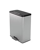 CURVER Deco Bin Mülleimer, Kunststoff, Silber metallic, 65L