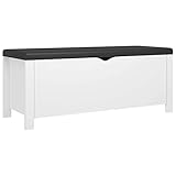 vidaXL Sitzbank mit Stauraum Kissen Sitzhocker Truhenbank Polsterbank Aufbewahrungsbox Flurbank Kissenbox Weiß 105x40x45cm Holzwerkstoff