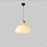 LPFWSK Moderne einfache Pendelleuchte aus weißem Glas, Hängelampe mit mattiertem, kugelförmigem Glasschirm, Hänge-Deckenleuchte für Vintage-Loft-Einzelkronleuchter