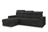 ALTDECOR Ecksofa Links mit Schlaffunktion und Bettkasten mit Gasdruckfeder, Polstercouch in L-Form Links angeordnet, rückenecht gepolstert, ideal als Gästebett - 242x168 cm Dunkelgrau