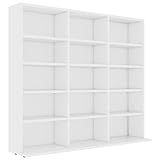 vidaXL CD Regal mit 15 Fächern DVD Bluray Medienregal Medienschrank Aufbewahrung Standregal Regalwand Bücherregal Weiß 102x23x89,5cm Holzwerkstoff