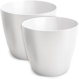 TULMERO Blumentopf matt, Pflanzkübel aus Übertopf Kunststoff Dekorativer Topf für, groß und klein Pflanzen, 2er-Set, blumenkübel kräutertopf, (2 Pack) Weiß, ø 30 cm