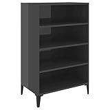 vidaXL Sideboard Bücherregal Standregal Beistellschrank Regal Bücherschrank Schrank Highboard Kommode Anrichte Hochglanz-Grau 57x35x90cm Holzwerkstoff