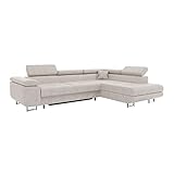 MEBLINI Schlafcouch mit Bettkasten - Ecksofa mit Schlaffunktion - Sofa mit Relaxfunktion und Kopfstützen - Couch L-Form - Eckcouch - Wohnlandschaft - Carl - 272x202x63cm Rechts - Beige Samt