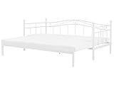 Beliani Ausziehbares Elegantes Metallbett 90 x 200 cm weiß Tulle