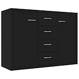 vidaXL Sideboard mit 4 Schubladen 2 Türen Kommode Anrichte Mehrzweckschrank Schrank Beistellschrank Flurschrank Schwarz 88x30x65cm Holzwerkstoff