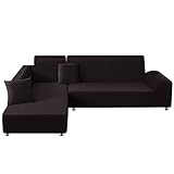 ShowyLive Sofa Überzug Couch Überzug 2er Set für Ecksofa L-Form Sofabezug 3 Sitzer+3 Sitzer, mit 2 Stück Kissenbezug, Schwarz