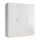 HARRY Kleiderschrank Weiß - Vielseitiger Drehtürenschrank 3-türig für Ihr Schlafzimmer - 150 x 176 x 51 cm (B/H/T)