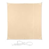 Relaxdays Sonnensegel Quadrat, 2x2 m, wasserabweisend, UV-beständig, mit Spannseilen, Terrasse, Balkon, Segeltuch, beige