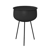 HASMI Nachttisch Runde Nachttische Tische versteckte Stauraum Eisen Nachttisch Dreieckige Halterung Kreative Kesselform Mode Schlafzimmer Möbel Bedside Table (Color : Schwarz, Size : L)