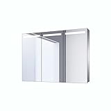 SONNI Spiegelschrank Bad 90 x 65 cm Badezimmer-Spiegelschrank mit Touchschalter Spiegelschrank Bad mit Beleuchtung und Steckdose verstellbare Einlegeböden Badpiegelschrank 3-türig