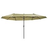 Outsunny Sonnenschirm Gartenschirm Marktschirm Doppelsonnenschirm Terrassenschirm mit Handkurbel Hellkaffee Oval 460 x 270 x 240 cm