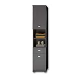POOL Badezimmer Hochschrank in Anthrazit - Moderner Badezimmerschrank Bad Schrank mit viel Stauraum - 38 x 190 x 30 cm (B/H/T)