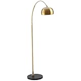 HOMCOM Bogenlampe Stehlampe Wohnzimmer mit vergoldeter Lampenschirm Stehleuchte 40W Bogenleuchte mit E27 Fassung Schirm für Schlafzimmer Büro Retro Metall Schwarz+Gold 30 x 100 x 167 cm